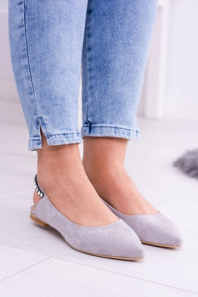 Lu Boo Grey Suede Spike balerinos cirkonio Macron