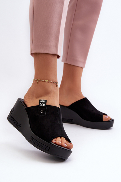 Damen Keilsandalen Schwarz Vleni
