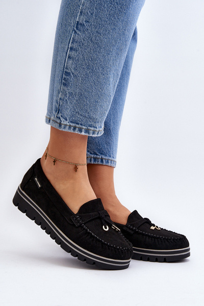Mocassins à plateforme noirs pour femmes Railav