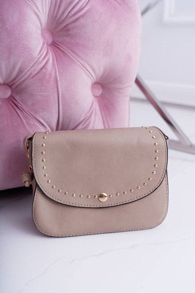 Sac à Main Femme Petit Coffre Rivets Dorés Beige