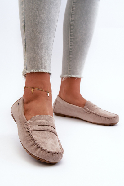 Mocassins Beiges En Daim Synthétique Pour Femme Rerceria