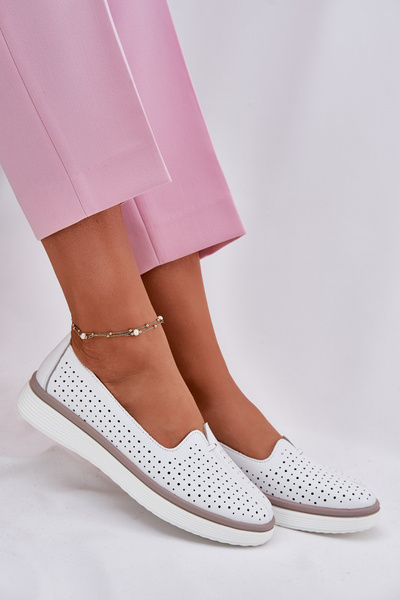 Leder Damen Halbschuhe Weiß Liaruna
