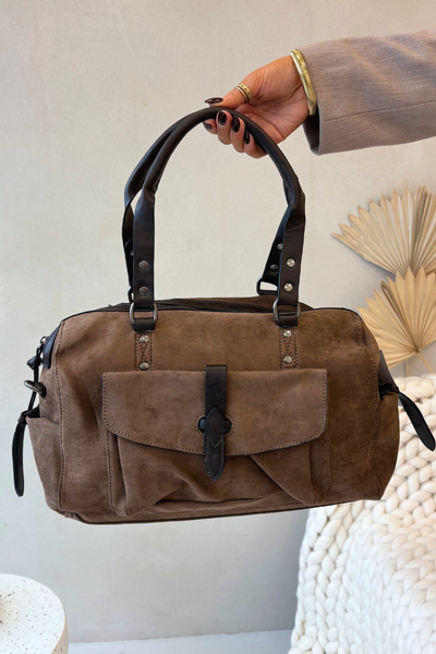 Eco Wildleder Tasche Dunkel Beige Gressa