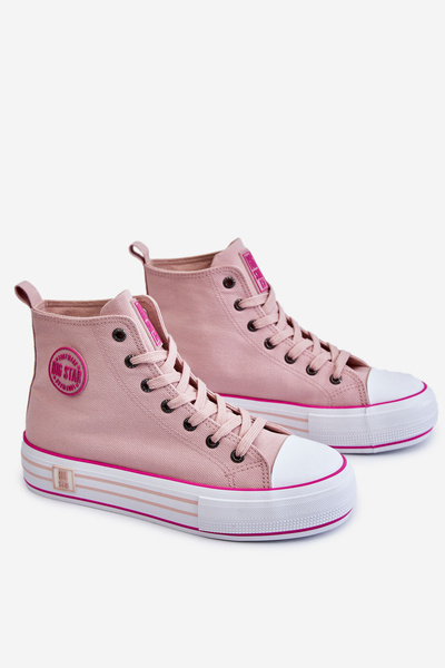 Damen High Textile Plateau Sneakers Big Star LL274186 Rosa