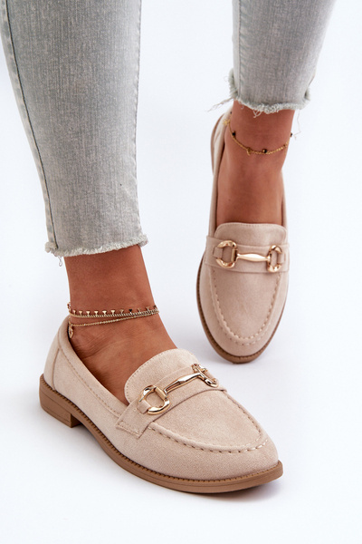 Damen Slipper mit flachem Absatz und Verzierung in Beige Aviole