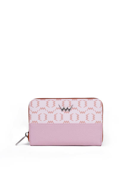 Leder-Geldbörse mit Reißverschluss Rosa-Braun Merina