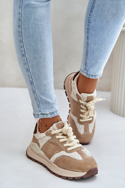 Meleg Női Bőr Sneakers Big Star OO274A317 HI-POLY SYSTEM Bézs