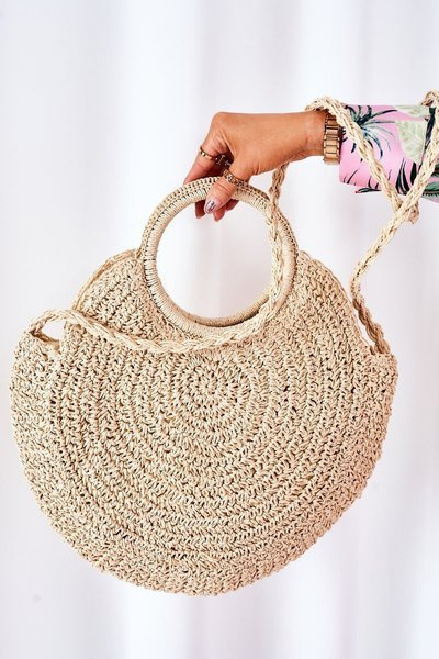 Geflochtene Runde Boho Handtasche BRUNO ROSSI Beige
