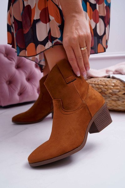 Női lapos sarkú Cowboy csizma Camel Telifa