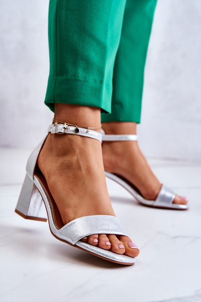 Fashionable Women's Sandals On A Heel Silver Lucida