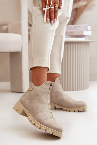 Bottes chaudes pour femmes avec cuir écologique vieilli Or Verietta