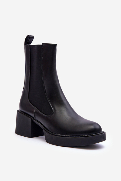 Stiefeletten Mit Massiver Absatz Schwarze Ironna