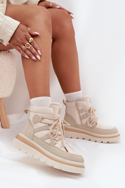 Damen Stiefeletten Plattform Hellbeige Liorae