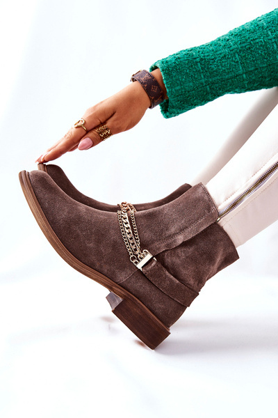 Bottines en daim pour femmes Nicole Leather Brown Dome