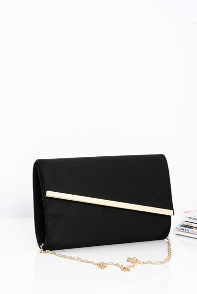 Pochette Femme En Daim Sur Chaîne Dorée Noir