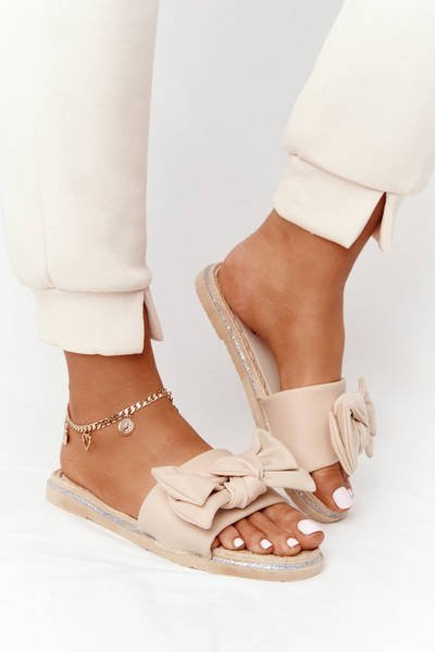 Guminės šlepetės su lanku Beige Andrea