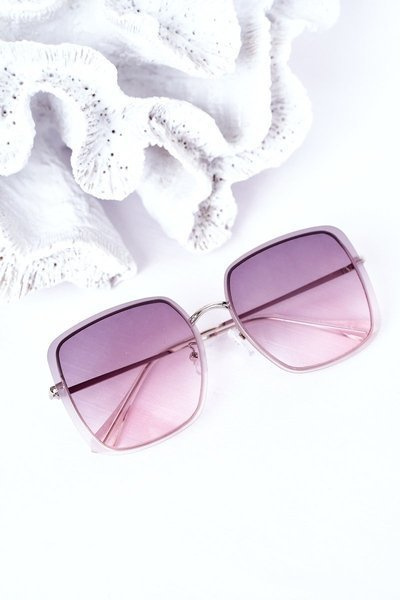 Silver Square Sunglasses Grey-Pink Ombre