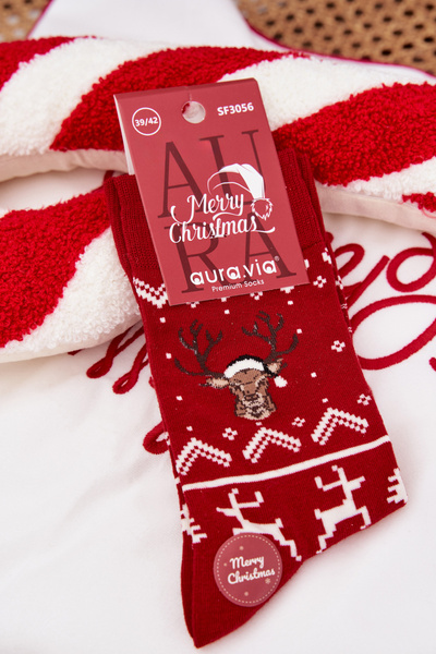 Männersocken Weihnachten Rentiere Rot