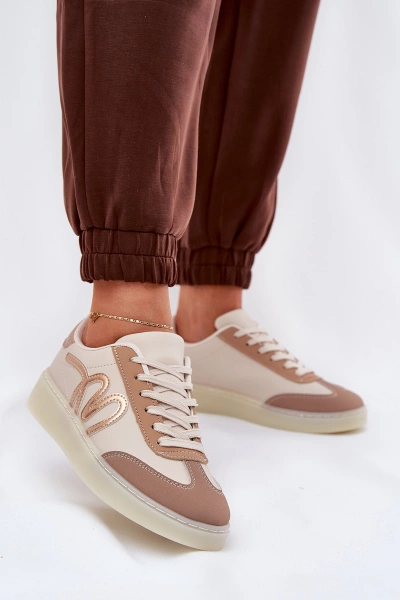 Niedrige Damen Sportschuhe Aus Öko-Leder Beiges Iladira