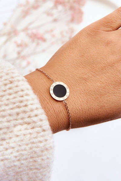 Női karkötő Celebrity Black Circle Rose Gold