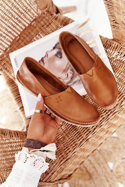 Ballerinas din piele pentru femei Maciejka Camel 01930-52