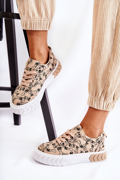 Women's Sneakers Sport Shoes pattern Beige Awersa