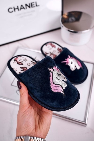 Chaussons d'Intérieur Enfant Licorne Marine
