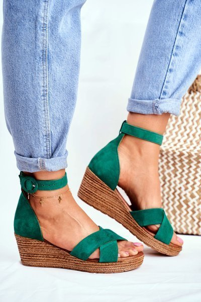 Sandales Compensées Daim Maciejka 04565-09 Vert