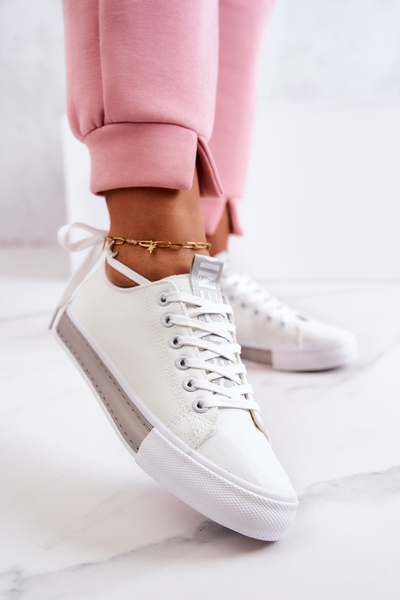 Damen Leder Tennis Weiß Grau Mikayla
