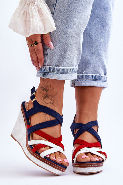 Keilsandalen mit Riemen Navy blau Ellen