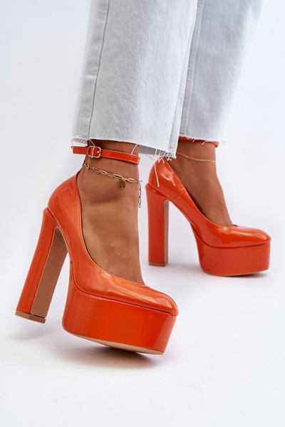 Pantofi cu toc si platforma masiva Orange Ninames