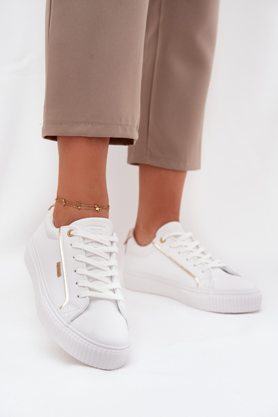 Női Sneakers Eko Bőrből Big Star SS274026 Fehér-Arany