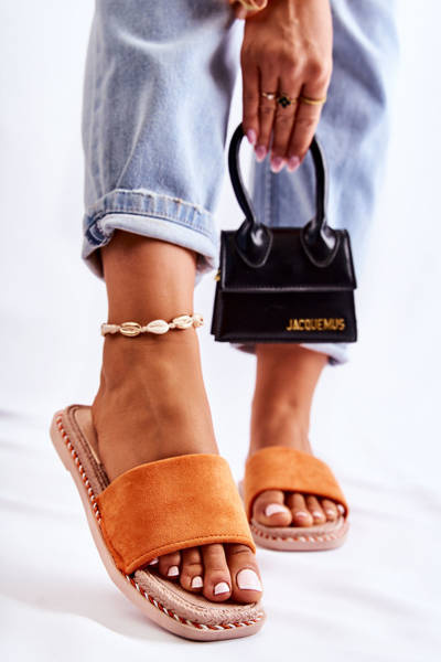 Wildleder Damenhausschuhe Orange Sunset