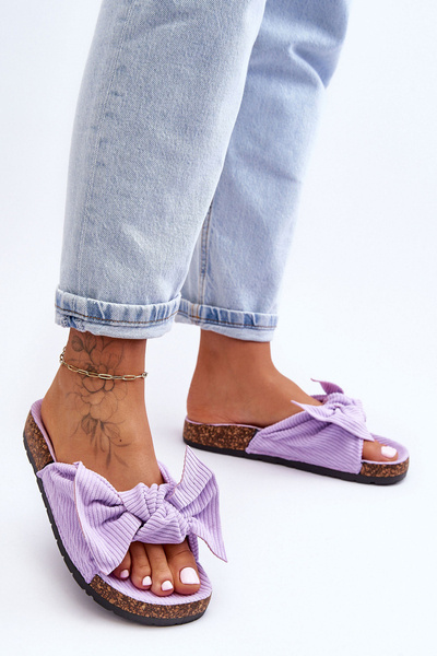 Chaussons En Velours Côtelé Sur Semelle En Liège Violet Summertime