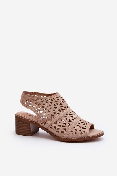 Durchbrochene Sandalen mit hohen Absätzen Nude Serapina