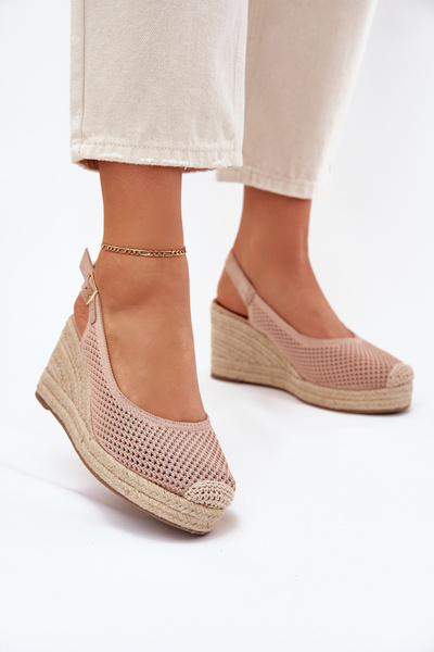 Damen Wedge Sandalen mit Geflecht rosa Tulliata