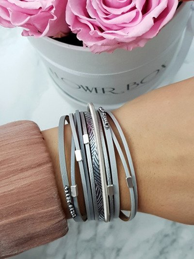 Women's Bracelet Row Wide Gray Michiko Crystals