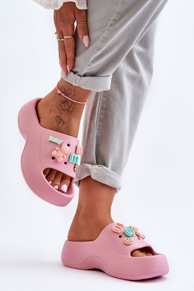 Chaussons souples en mousse pour femmes avec décorations Rose Lorie