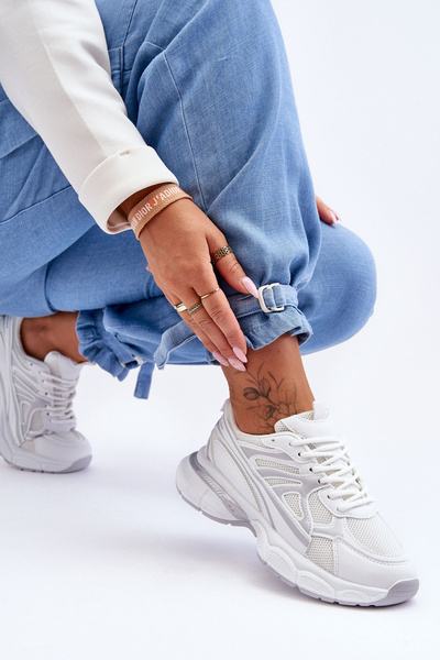 Chaussures De Sport À Lacets Femme Blanc Emare