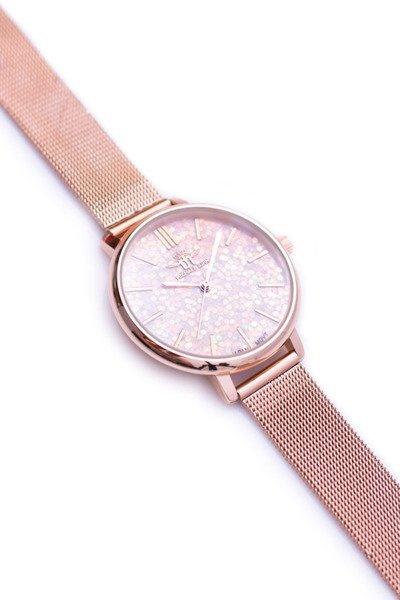 Michael John Moteriškas laikrodis Pink Brocade Shield Rose Gold Eneli