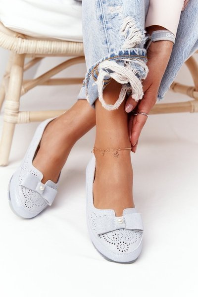 RIO FLORE Umweltfreundliche Leder Ballerinas Hellblau