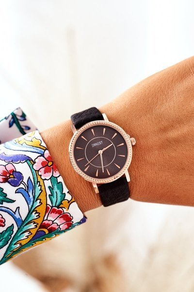 Montre Sur Bracelet Cuir Sans Nickel ERNEST Noir