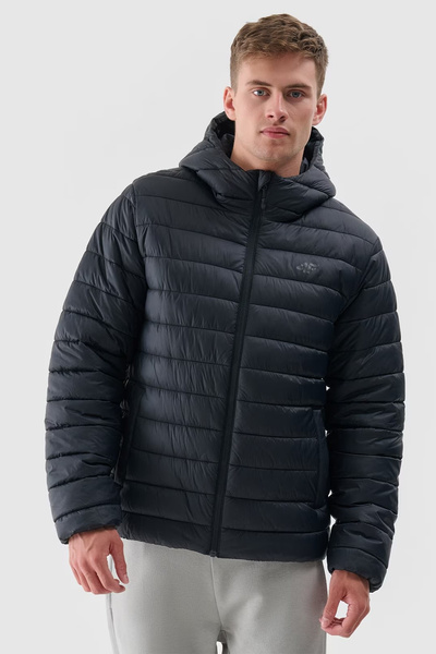 Men's Down Jacket With Hood 4F Black 4FWAW24TDJAM484-20S