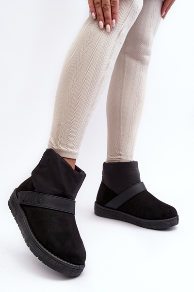Black Fleece-Lined Platform Snow Boots Big Star MM274151