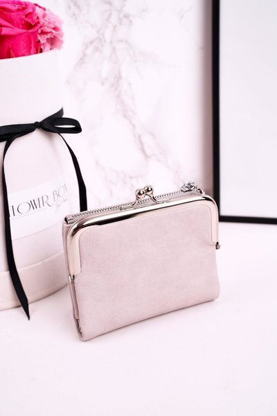 Small Women's Wallet Fastened With A Hook Grey