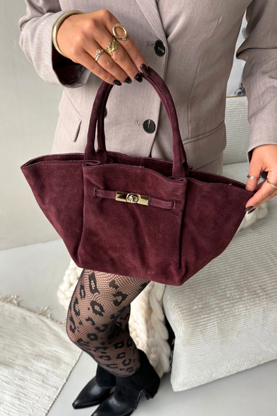Leather Suede Bag Burgundy Orselle