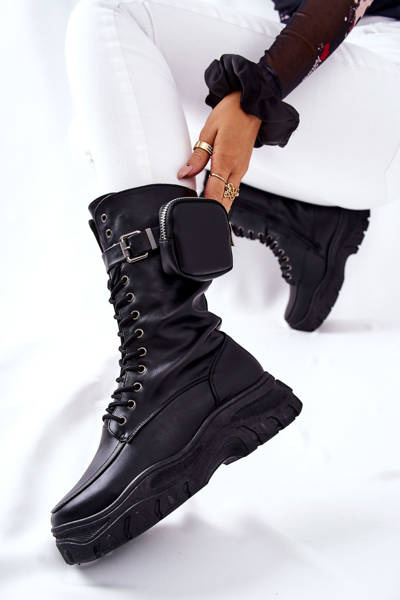 Bottines Plateforme Avec Pochette Noir Issanti