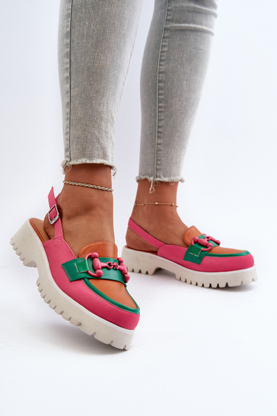 Sandales à talons plats pour femmes avec décoration orange D&A MR38-656