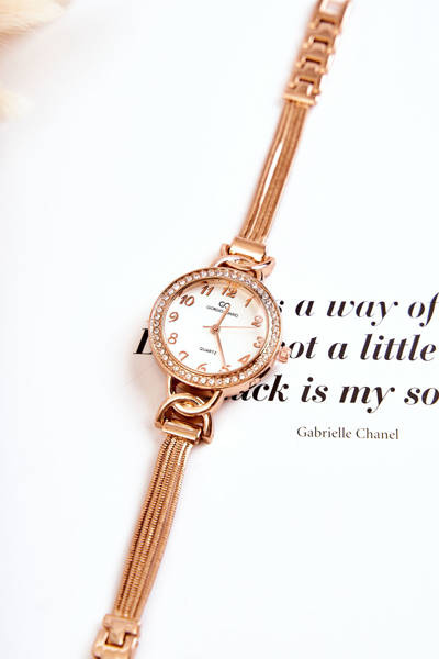 Montre analogique Giorgio & Dario pour femme avec zircons cubiques or rose