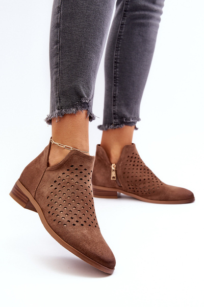 Women's Suede Zipper Boots Beige Belliano